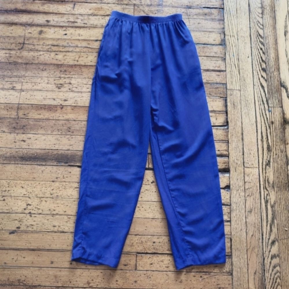 Russ Vintage Elastic Waistband Straight Leg‎ Pants Blue Size 12